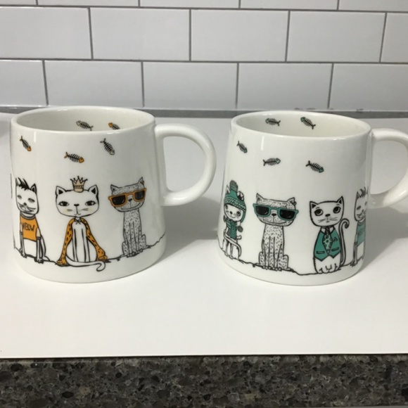 VTG Paws Cafe BIA Cordon Bleu Whimsical Cat Mugs Set of 2 - Picture 8 of 8
